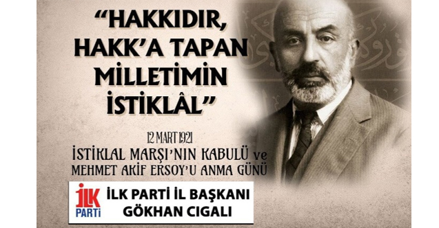 Başkan Cıgalı'dan İstiklal Marşının Kabulü ile ilgili mesaj