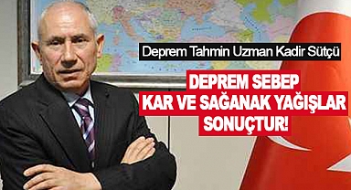 Deprem Tahmin Uzman Kadir Sütçü: Deprem sebep, kar ve sağanak yağışlar sonuçtur!