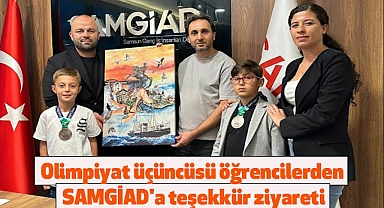 Olimpiyat üçüncüsü öğrencilerden SAMGİAD'a teşekkür ziyareti