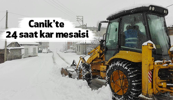 Canik'te 24 saat kar mesaisi
