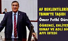 GÜRER; ÖĞRENCİ, EHLİYET, ESNAF VE ADLİ SİCİL AFFI İSTEDİ