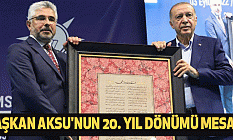 Başkan Aksu'nun 20. Yıl dönümü mesajı